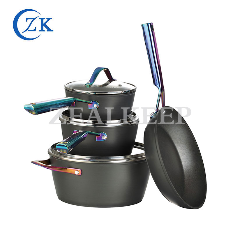 Set Alat Memasak Nonstick Aluminium Dipalsukan Keras Anodized